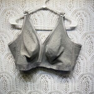 Cacique Lounge Bra Womens 48DDD Gray Wireless Unlined Cotton Blend Logo Band